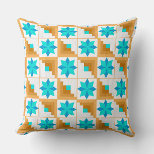 Geometric pattern multicolored patchwork throw pillow