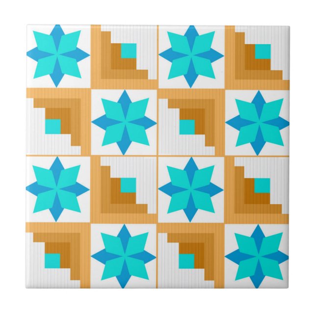 Geometric pattern multicolored patchwork tile (Front)