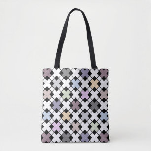 Geometric pattern multicolored tote bag