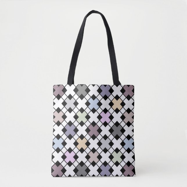 Geometric pattern multicolored tote bag (Front)