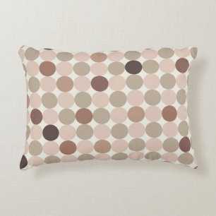 Geometric pattern of brown and pink polka dots accent pillow