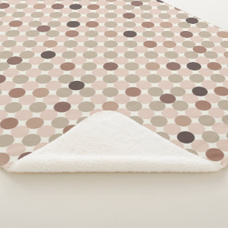 Geometric pattern of brown and pink polka dots sherpa blanket
