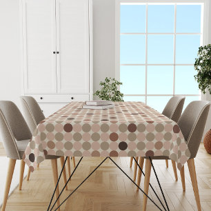 Geometric pattern of brown and pink polka dots tablecloth