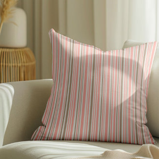 Geometric pattern of pink and brown lines throw pillow