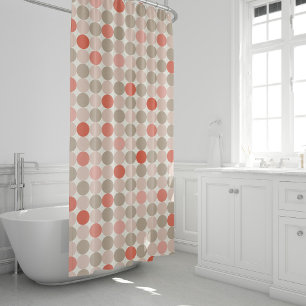 Geometric pattern of red and pink polka dots