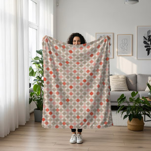 Geometric pattern of red and pink polka dots sherpa blanket