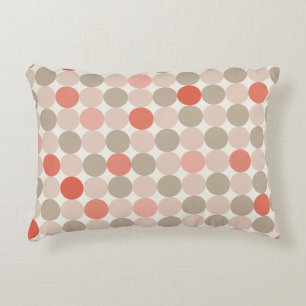 Geometric pattern of red, brown, pink polka dots accent pillow