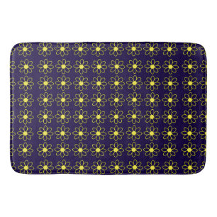 Geometric Pattern of Yellow Daisy Flowers Bath Mat