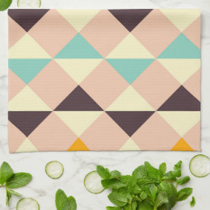 Geometric pattern overlapping diamonds & triangle kitchen towel