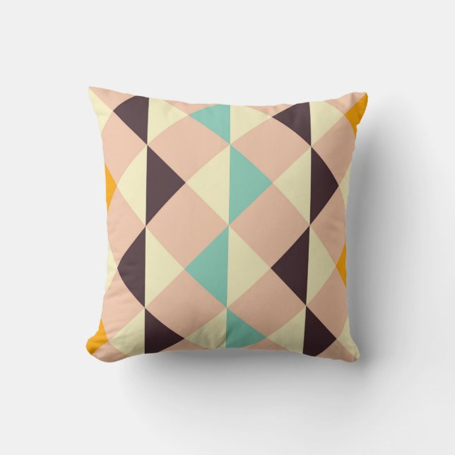 Geometric pattern overlapping diamonds & triangle throw pillow (Front)