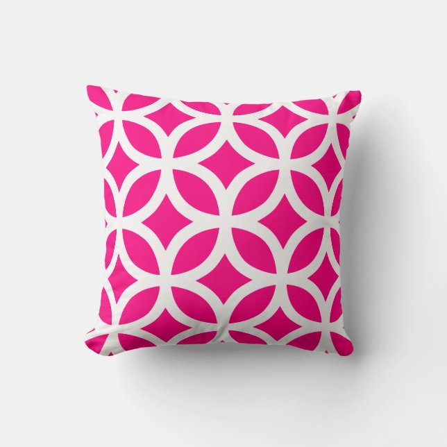 Geometric Pattern Pillow in Hot Pink (Front)