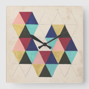 Geometric Pattern Play III Square Wall Clock