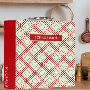 Geometric Pattern Red Cookbook Recipe Kitchen Binder