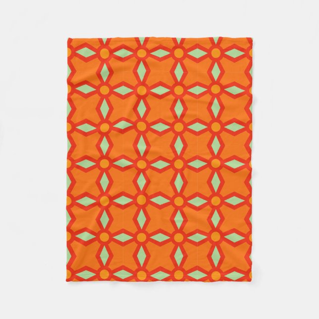 Geometric pattern retro colours 70s fleece blanket (Front)
