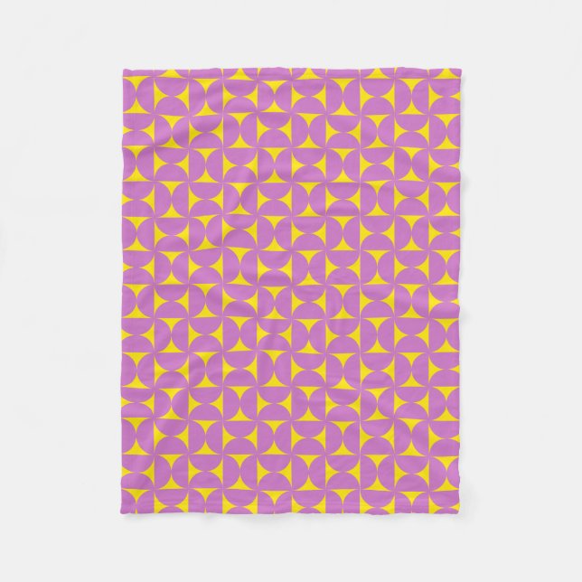 Geometric pattern retro colours 70s fleece blanket (Front)