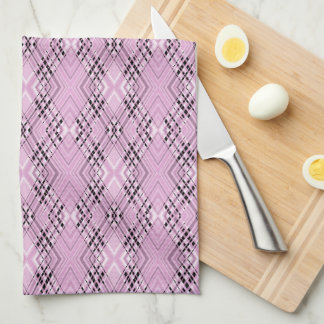 Geometric pattern retro pink diamonds kitchen towel