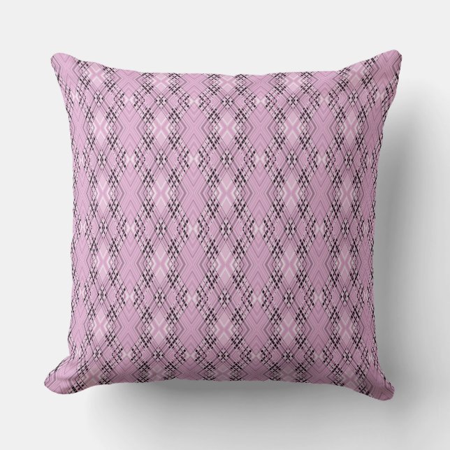 Geometric pattern retro pink diamonds throw pillow (Front)