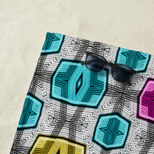 Geometric pattern retro sixties beach towel