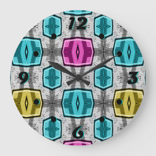Geometric pattern retro sixties large clock