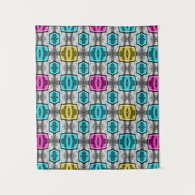 Geometric pattern retro sixties tapestry (Front)