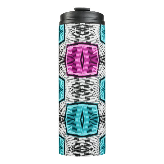 Geometric pattern retro sixties thermal tumbler (Front)