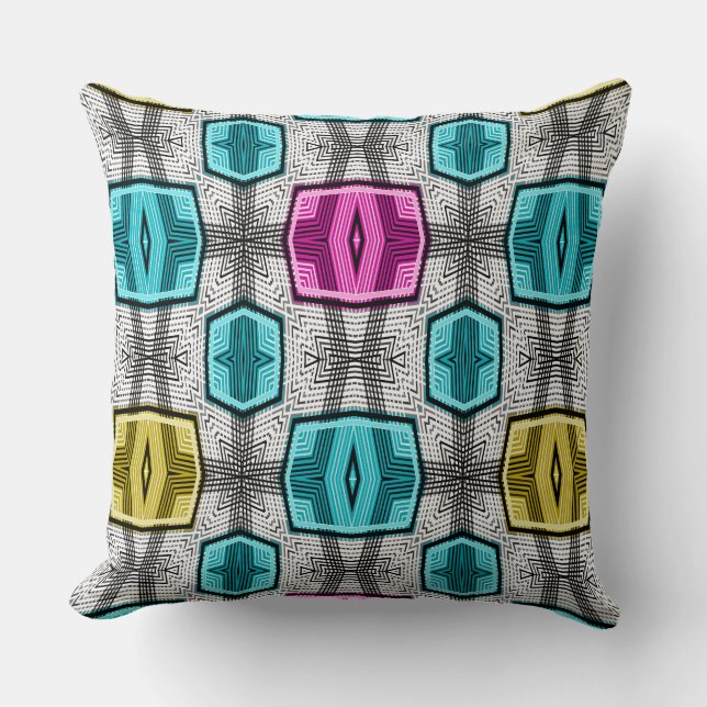 Geometric pattern retro sixties throw pillow (Front)