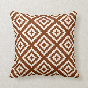 Geometric Pattern Rust Brown Throw Pillow