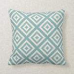 Geometric Pattern Sea Glass Blue Throw Pillow<br><div class="desc">Geometric Pattern in Sea Glass Blue and Cream</div>