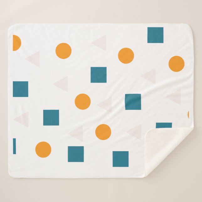 Geometric Pattern Sherpa Blanket – Cozy & Modern  (Front (Horizontal))