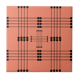 Geometric Pattern   Squares   Lines   Salmon    Tile