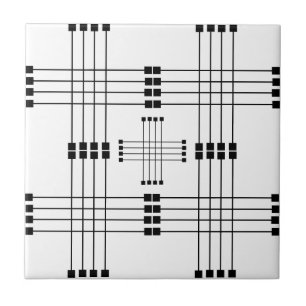 Geometric Pattern Squares Lines White Tile