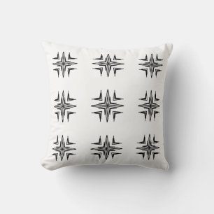 Geometric pattern star black white pillow