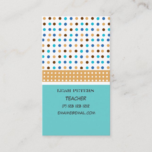 Geometric Pattern  Teacher Counsellor Cute Business Card (Front)