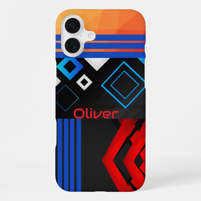 Geometric pattern trendy retro mid century modern iPhone case (Back)
