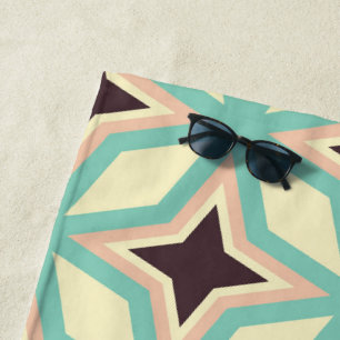Geometric pattern with alternating dark star shape beach towel