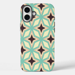 Geometric pattern with alternating dark star shape iPhone 16 plus case