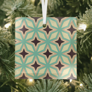 Geometric pattern with alternating dark star shape glass ornament