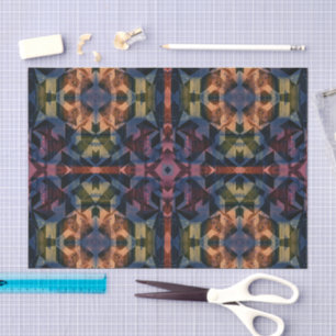 Geometric pattern with blueish flower  tissue paper