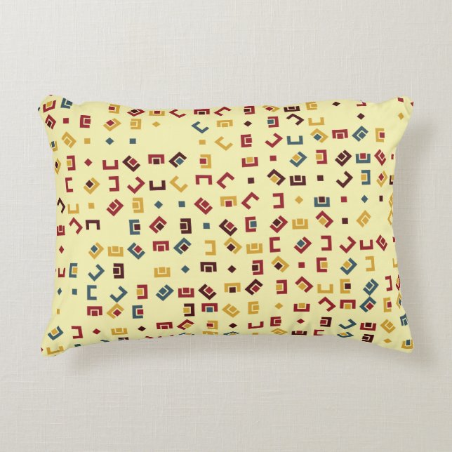 Geometric pattern with coloured elements,  vintage accent pillow (Front)