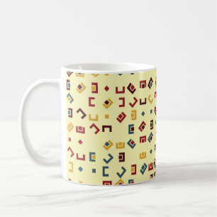 Geometric pattern with coloured elements, vintage coffee mug