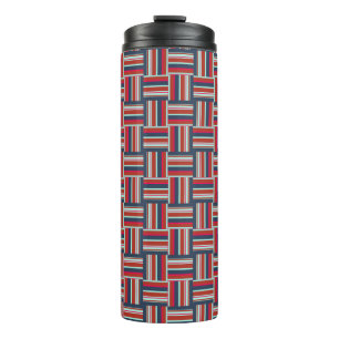 Geometric Pattern with Colourful Stripes Thermal Tumbler