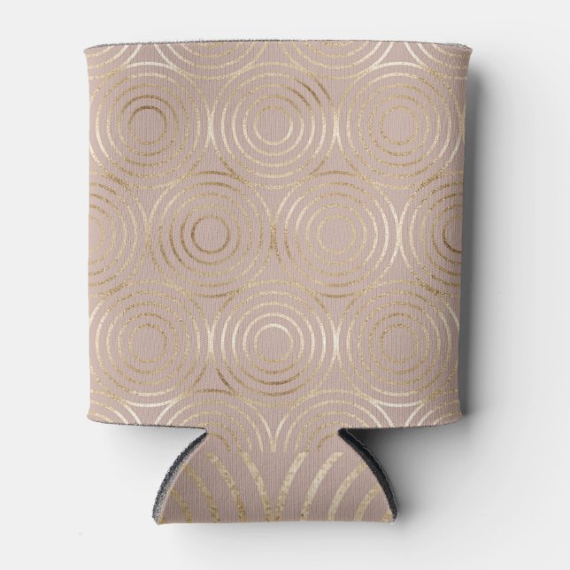 Geometric pattern with gold circles. can cooler (Front)