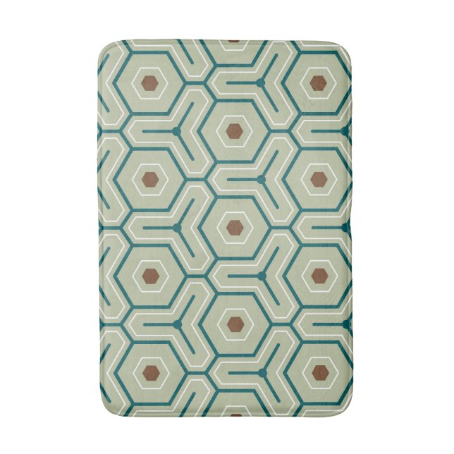 Geometric pattern with interlocking hexagons bath mat (Front Vertical)