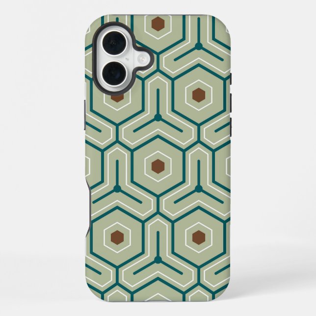 Geometric pattern with interlocking hexagons iPhone case (Back)
