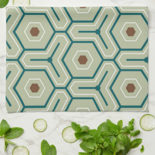Geometric pattern with interlocking hexagons kitchen towel