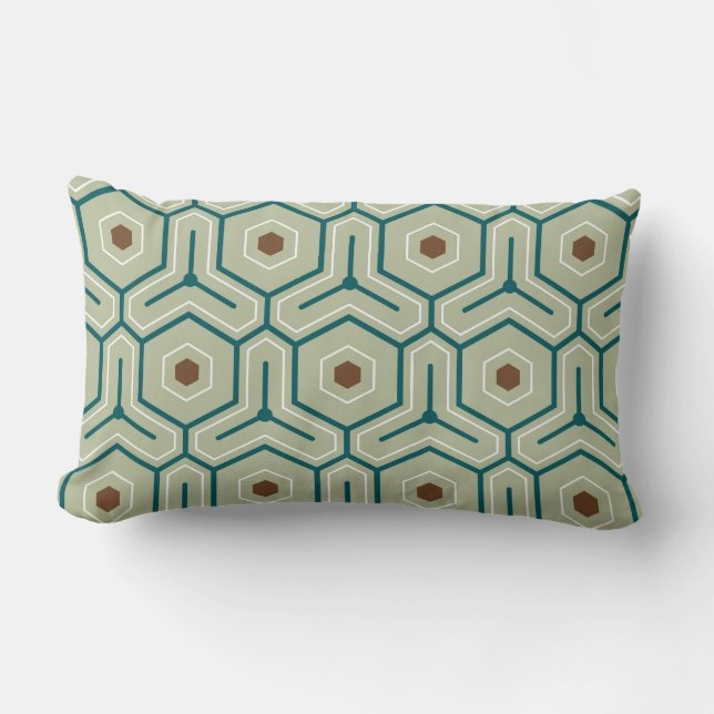 Geometric pattern with interlocking hexagons lumbar pillow (Front)