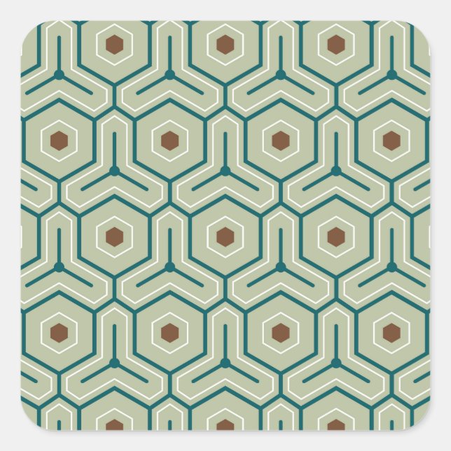 Geometric pattern with interlocking hexagons square sticker (Front)