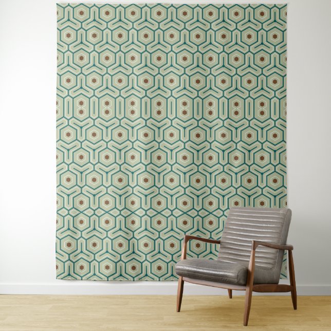 Geometric pattern with interlocking hexagons tapestry (In Situ)