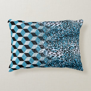 Geometric pattern with leopard skin, leopard patte accent pillow