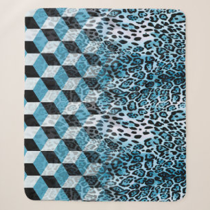 Geometric pattern with leopard skin, leopard patte sherpa blanket